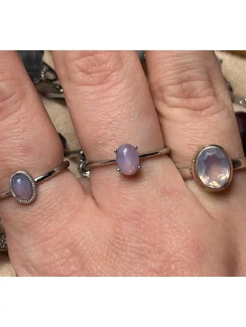 Lavender Moon Quartz Ring • Oval Sterling Silver • Size 6.5